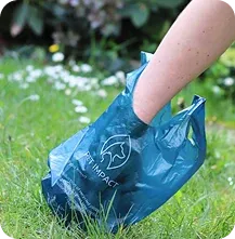 A biodegradable poop bag for dog walks